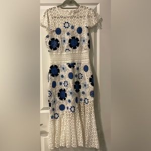 Sea NY Floral Crochet Asymmetric Dress